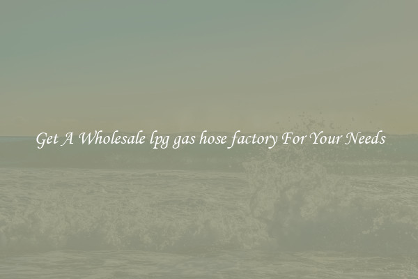 Get A Wholesale lpg gas hose factory For Your Needs