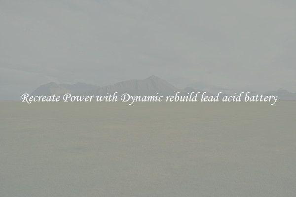 Recreate Power with Dynamic rebuild lead acid battery