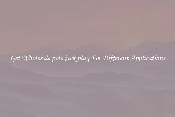 Get Wholesale pole jack plug For Different Applications