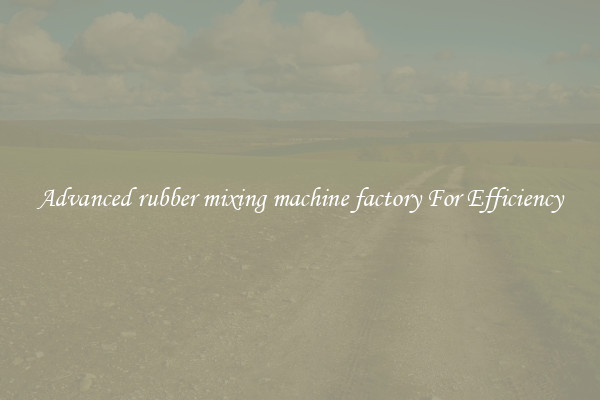 Advanced rubber mixing machine factory For Efficiency