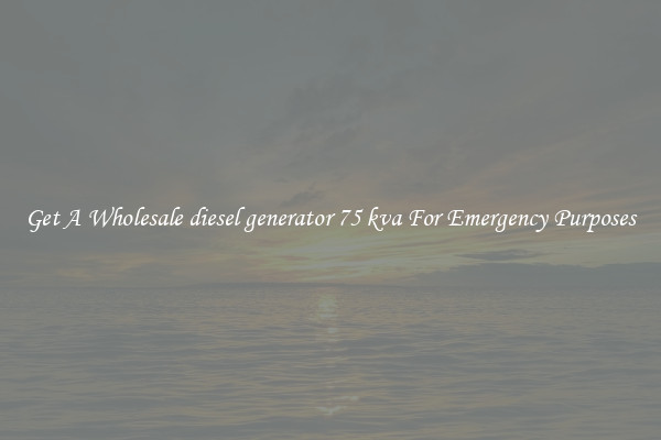 Get A Wholesale diesel generator 75 kva For Emergency Purposes